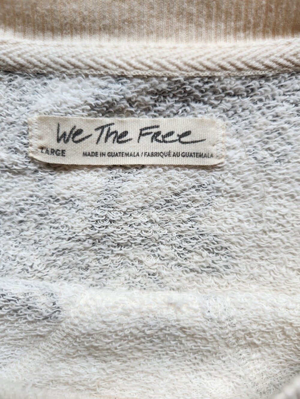 We The Free Free People Oversized Floral Crewneck Sweatshirt Large Cream Black - Picture 3 of 9